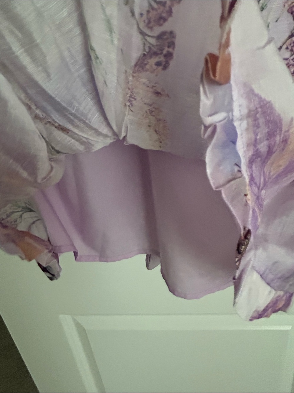 NWT Melloday Printed Shirred Lilac Multi Dress Size Medium - Picture 5 of 9